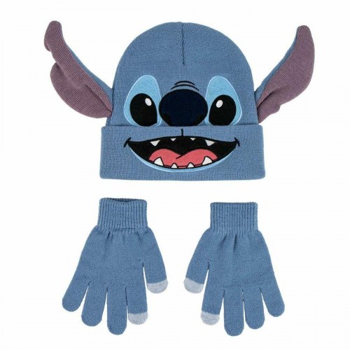 Hue og vanter til børn Stitch - blå, 2 dele
