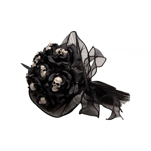 Halloween dekoration - sort buket med kranier 22 x 22 x 25 cm