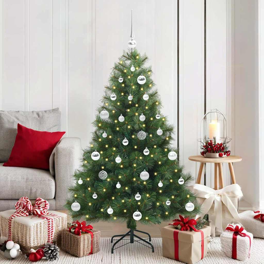 Kunstigt juletræ med 150 LED - grøn 150 cm, PE/PVC