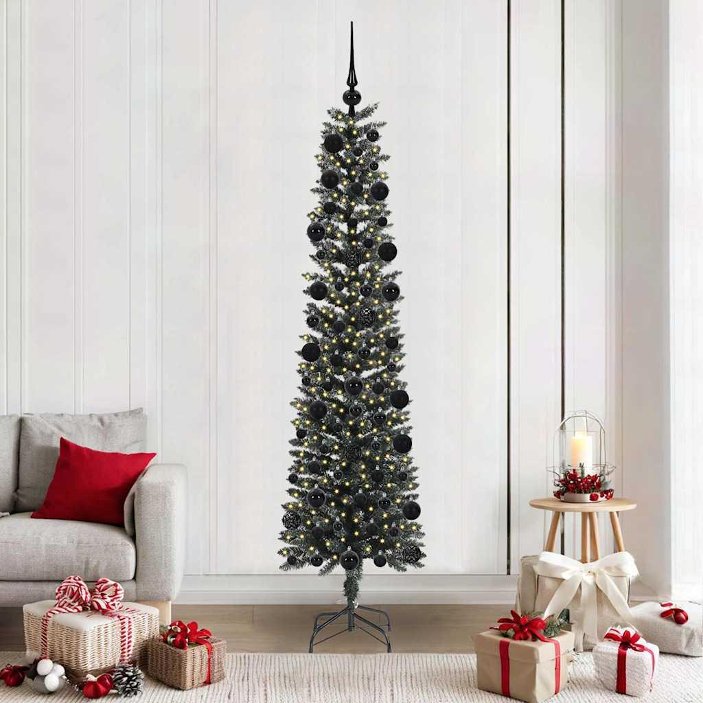 Kunstigt juletræ med LED-lys, USB - grøn 210 cm