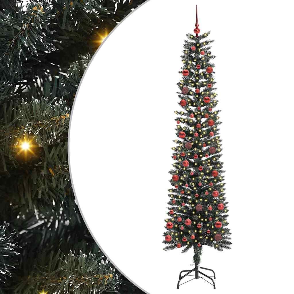Kunstigt juletræ med LED-lys og stativ - grøn, 210 cm