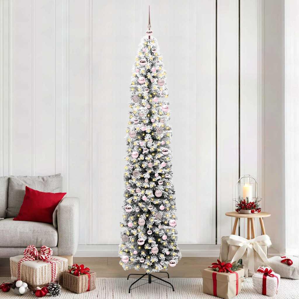 Kunstigt juletræ med LED-lys og stativ - grøn, 240 cm