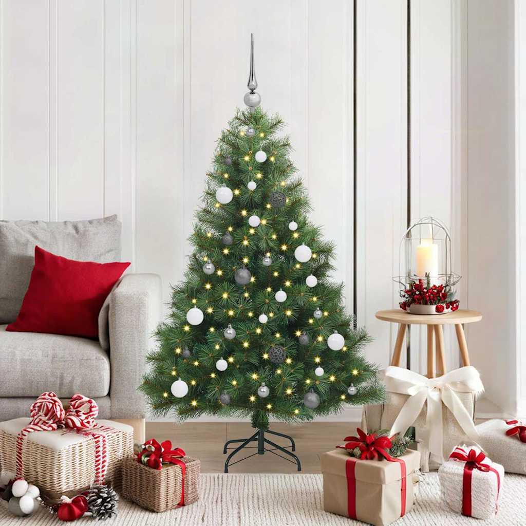 Kunstigt juletræ 150 cm med 150 LED - grøn (PE/PVC)