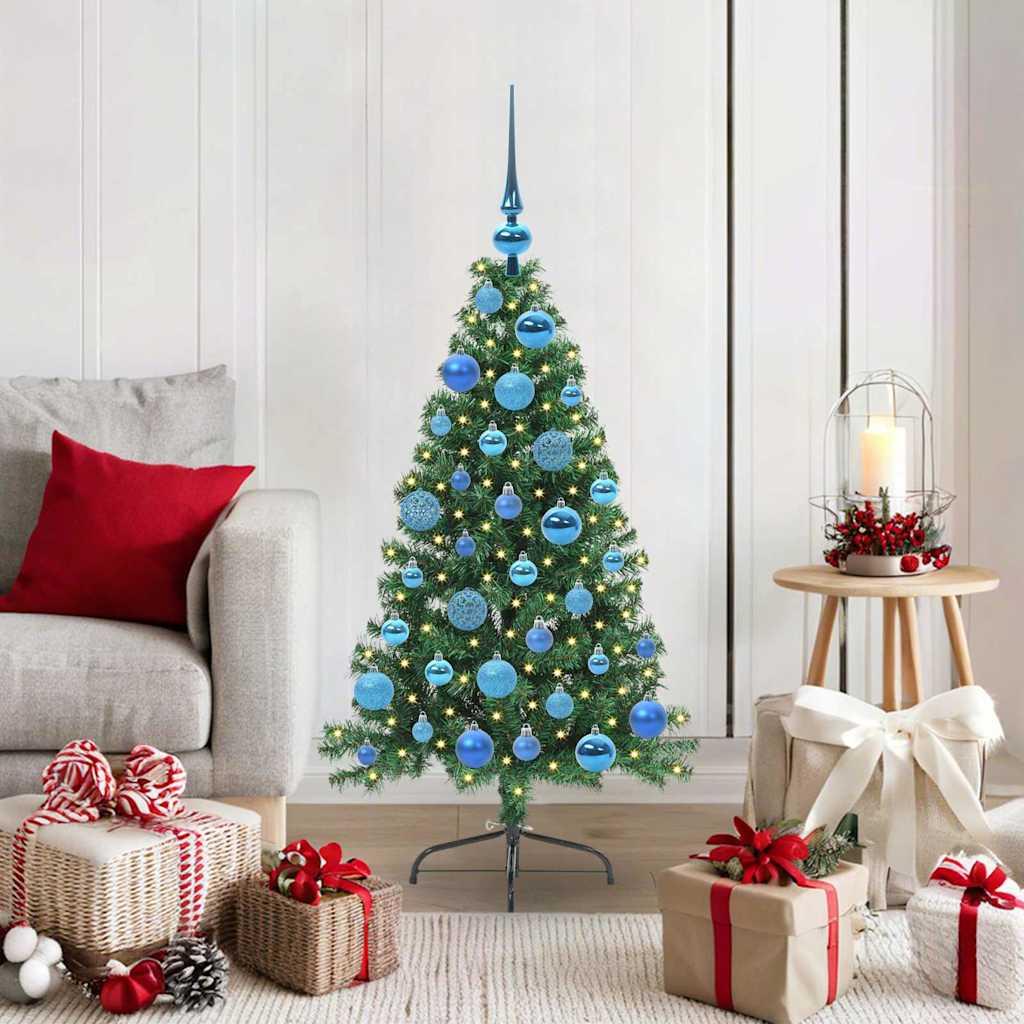 Kunstigt forbelyst juletræ - 120 cm grøn PVC med 150 LED