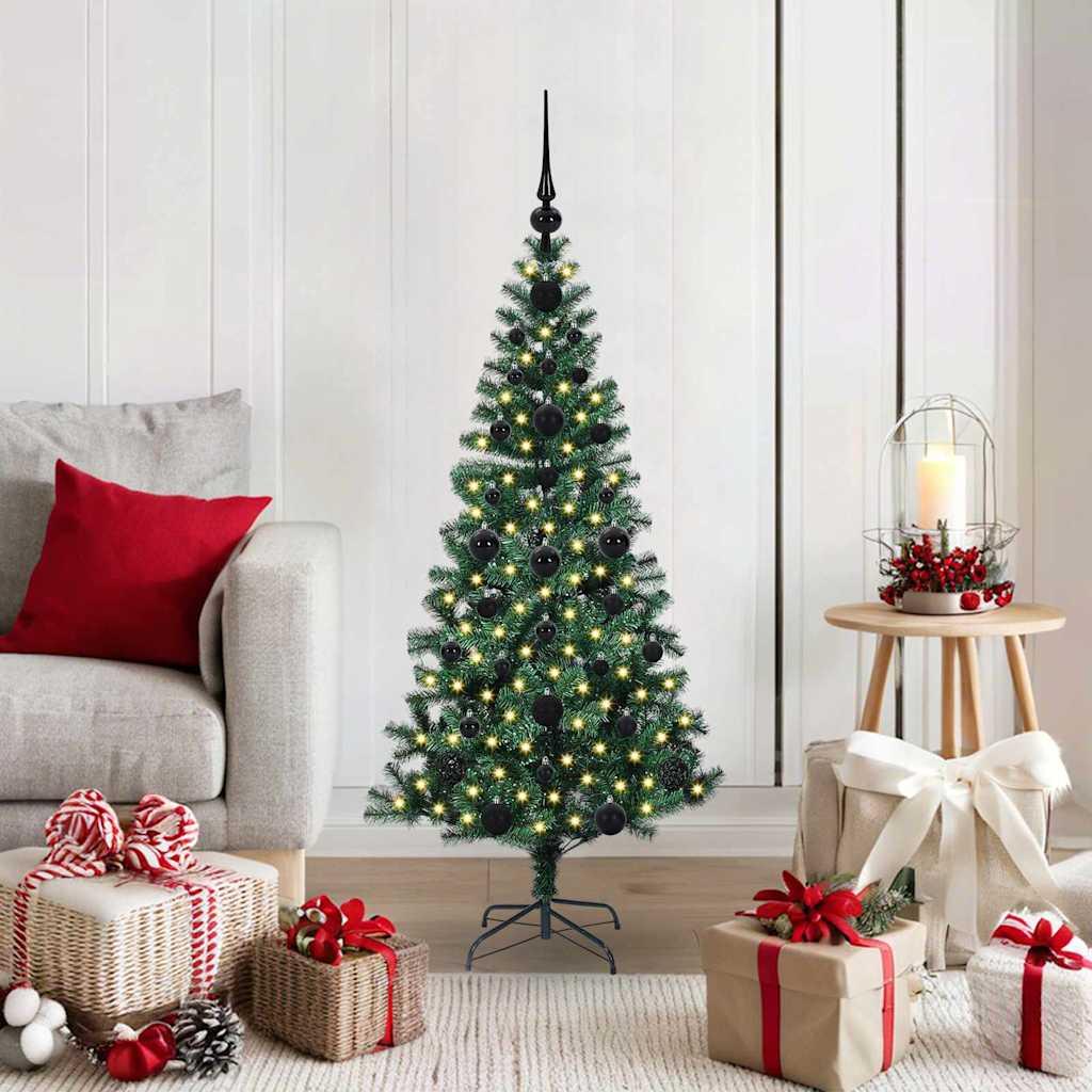 Kunstig Forbelyst JuletrÃ¦ med stativ GrÃ¸n 120 cm PVC og metal