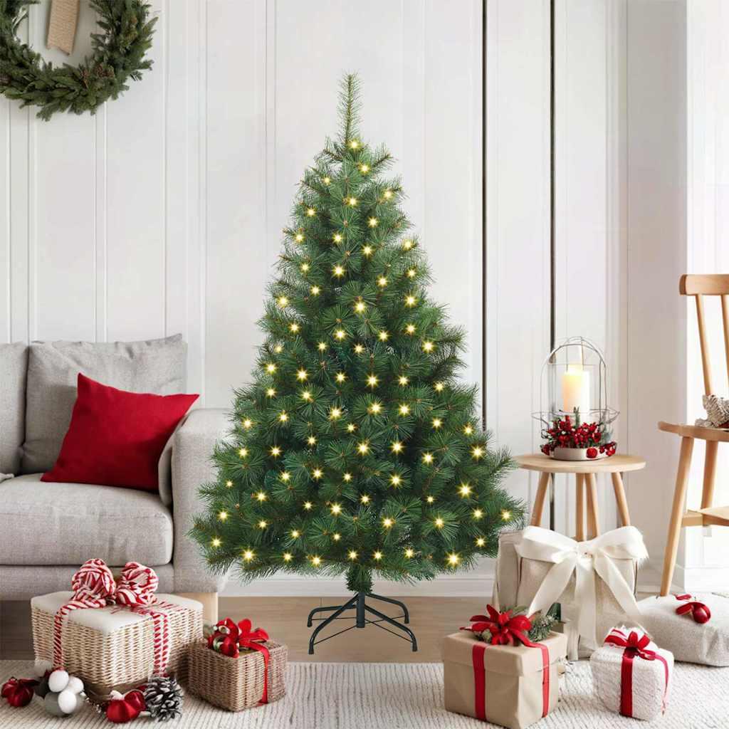 Kunstigt juletræ med 150 LED'er Grøn 120 cm PE og PVC