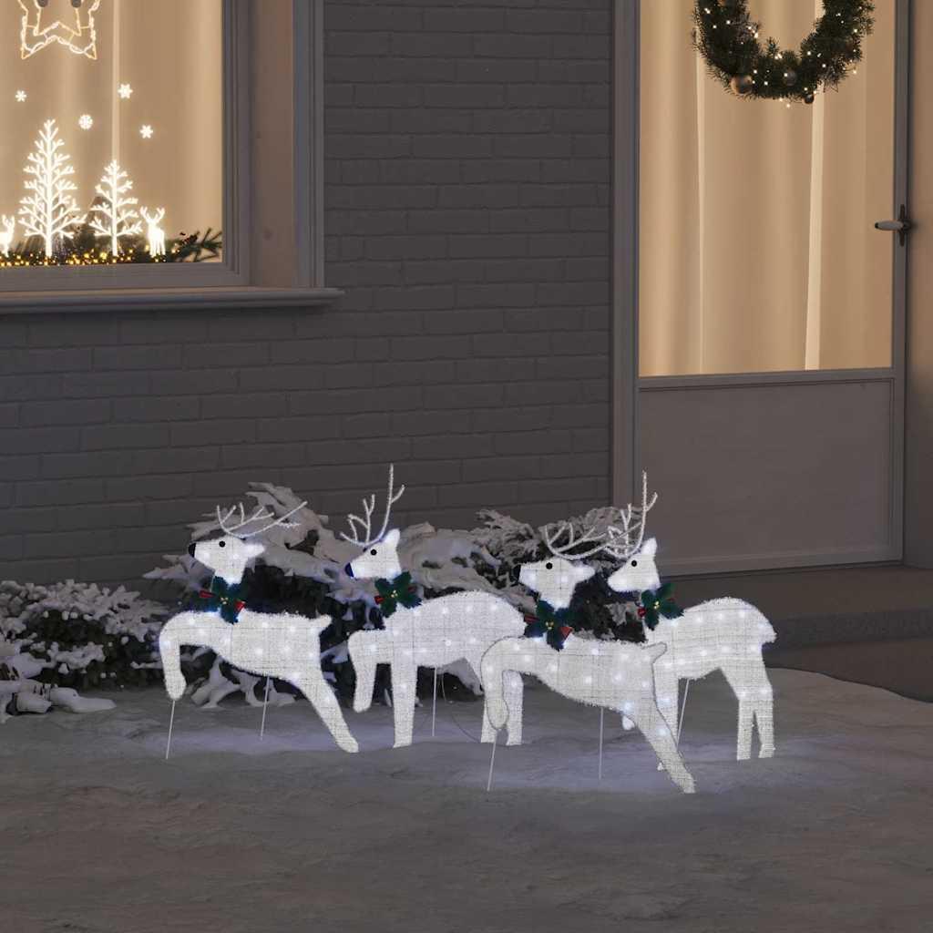 LED Rendyr 4 stk Sølv Stof
