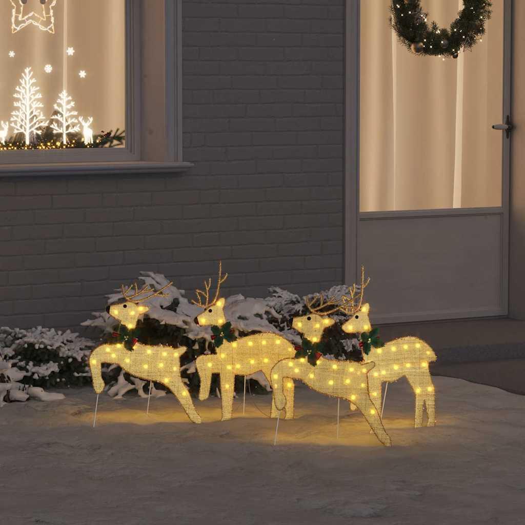 LED Rendyr 4 stk Guld Stof