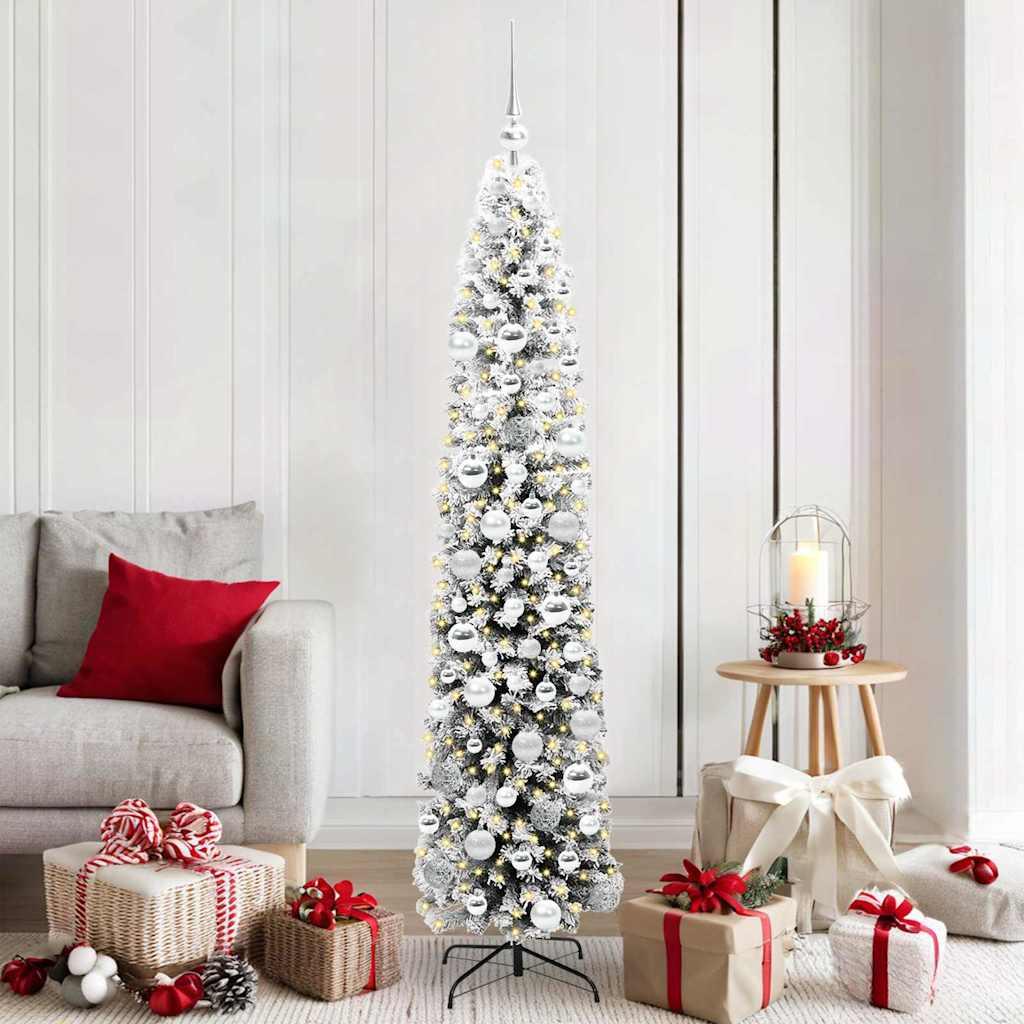 Kunstigt juletræ med LED-lys og stativ - grøn 180 cm (PVC, stål, plastik)