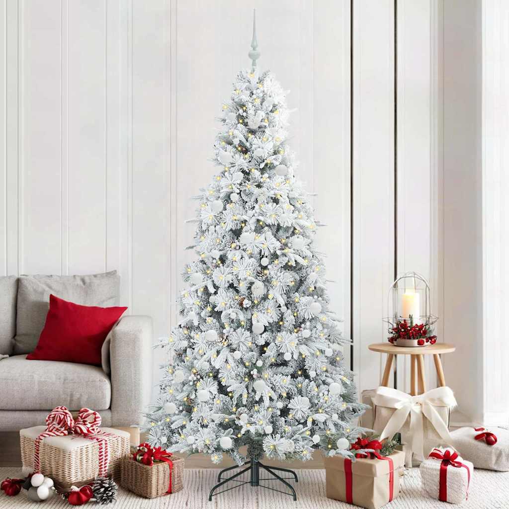 Kunstigt Hinged Juletræ med 300 LED'er Grøn 210 cm PE og PVC