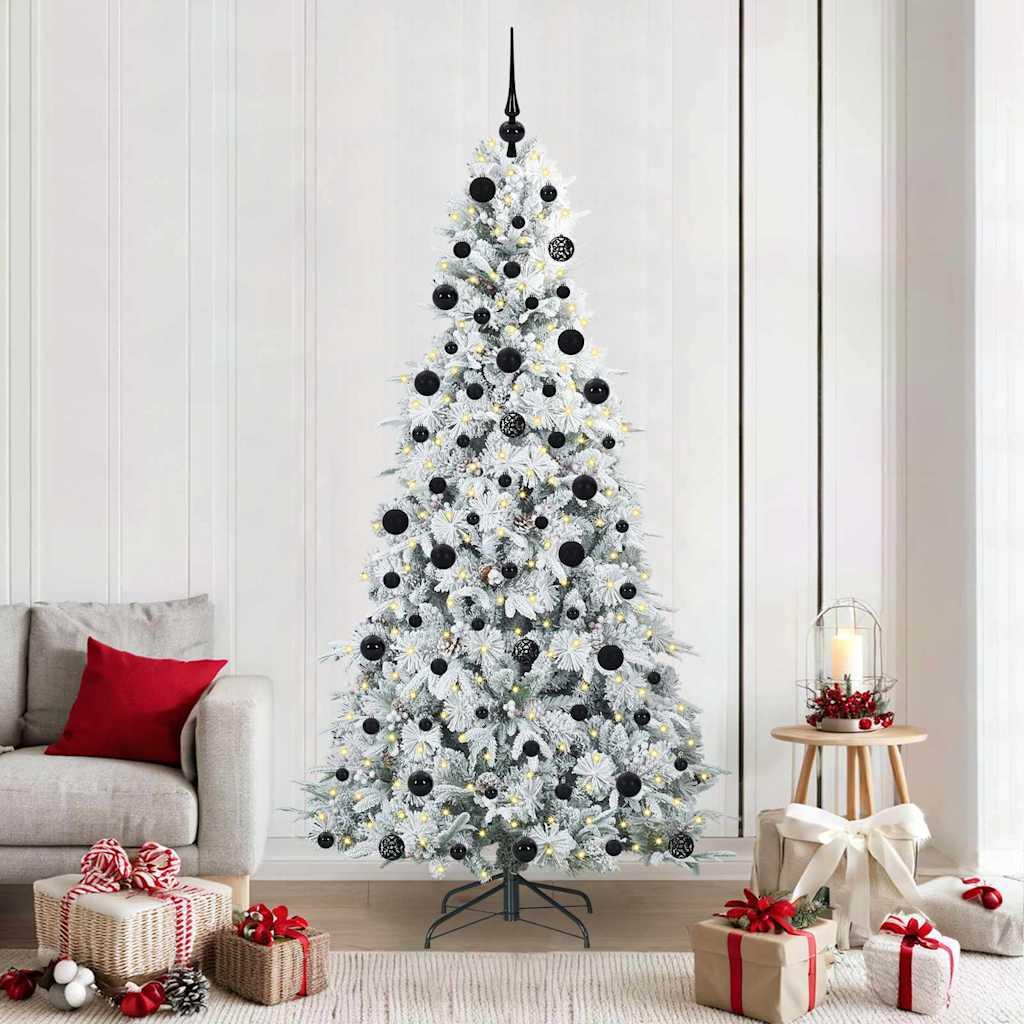 Kunstigt Hinged Juletræ med 300 LED'er Grøn 210 cm PE og PVC