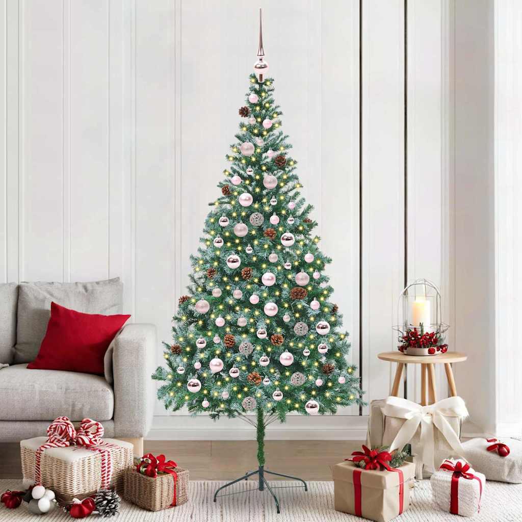 Kunstigt juletræ 210 cm med 300 LED - grøn, PVC/stål