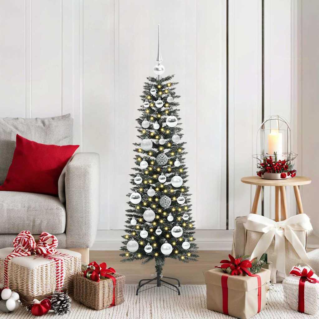 Kunstigt juletræ med LED-lys - grøn 120 cm, PVC på stålstativ