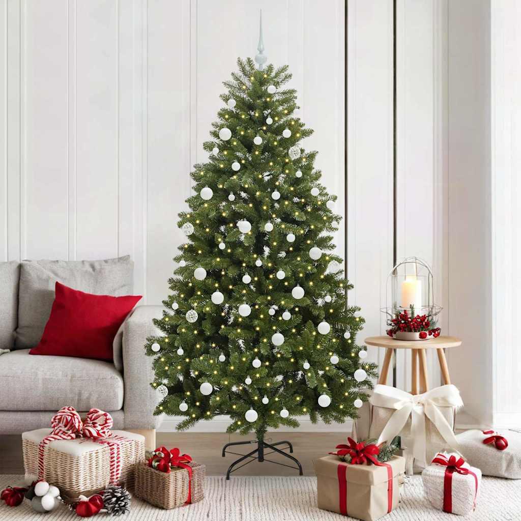 Kunstigt juletræ 180 cm med 300 LED - grøn, PVC og metal