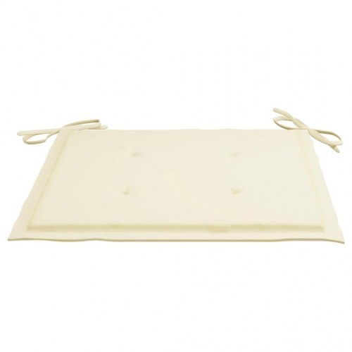 Foldbare havestole i massivt teak med creme hynder - 4 stk.