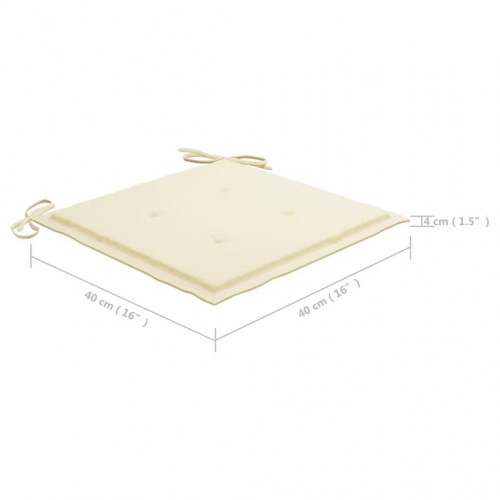 Foldbare havestole i massivt teak med creme hynder - 4 stk.