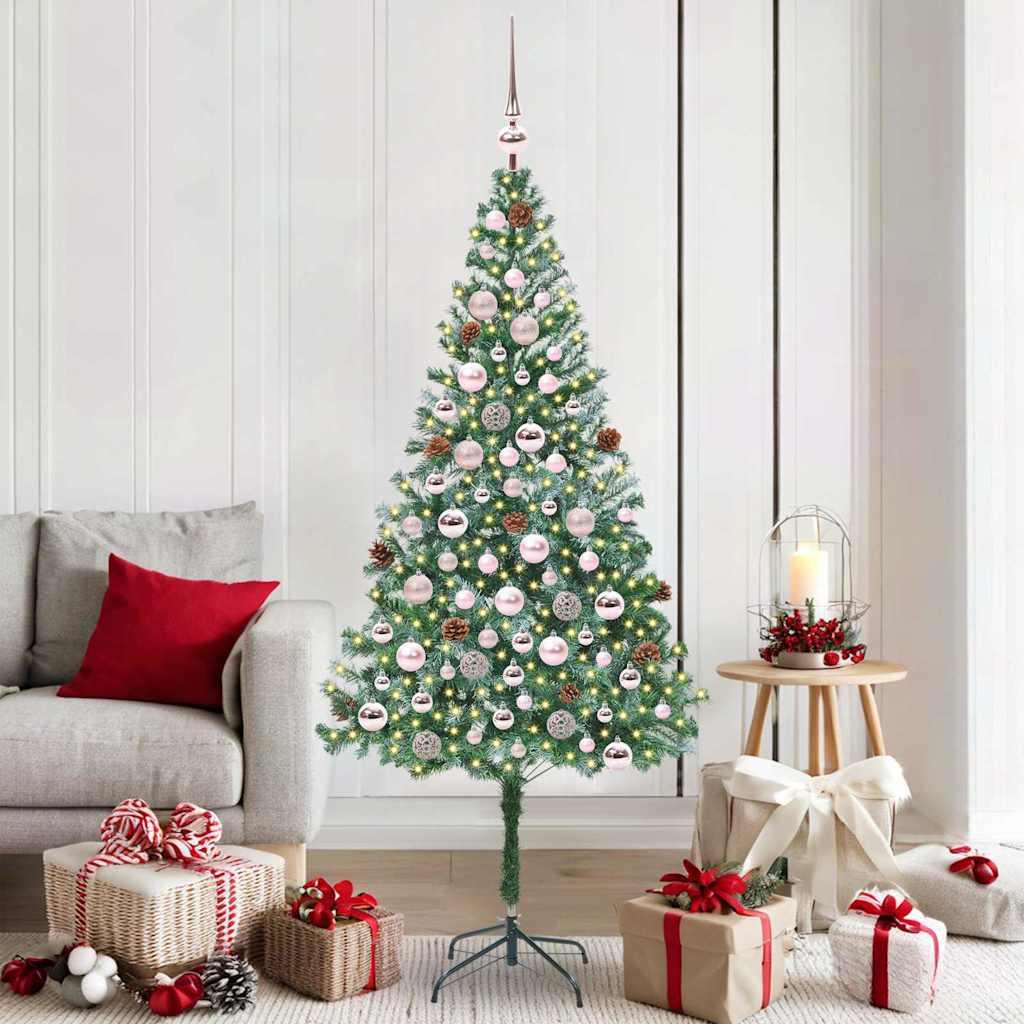 Kunstigt juletræ 180 cm med 300 LED - grøn, PVC og stål