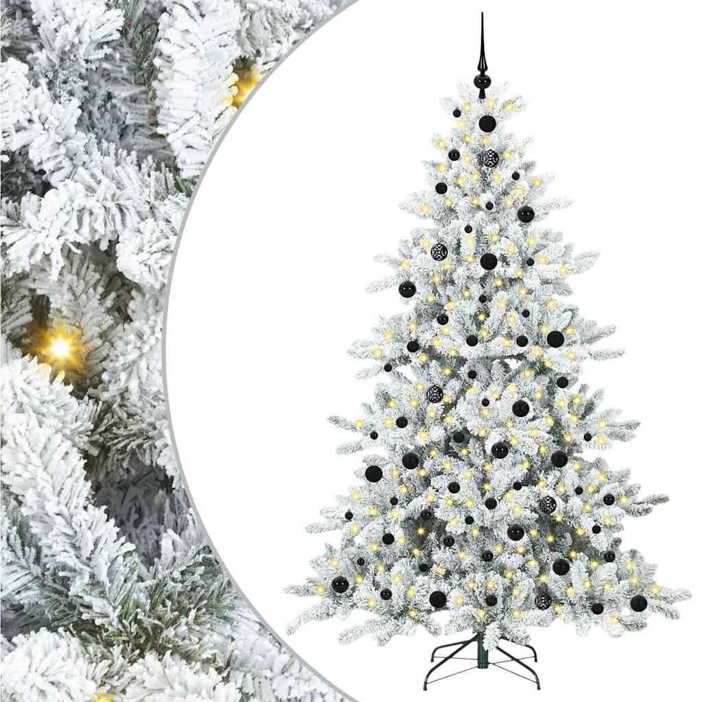Kunstigt hængslet juletræ 210 cm - hvid med 300 LED, PVC/stål