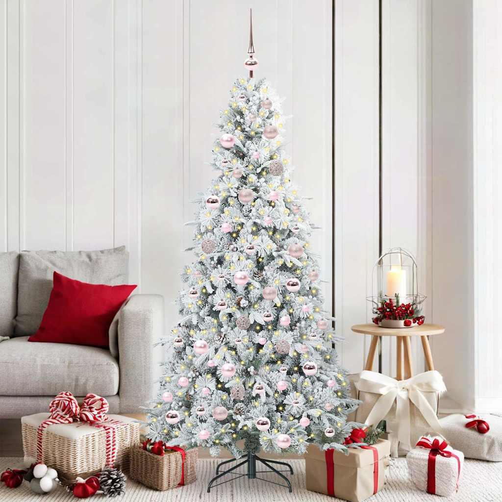 Kunstigt Hinged Juletræ med 300 LED'er Grøn 180 cm PE og PVC