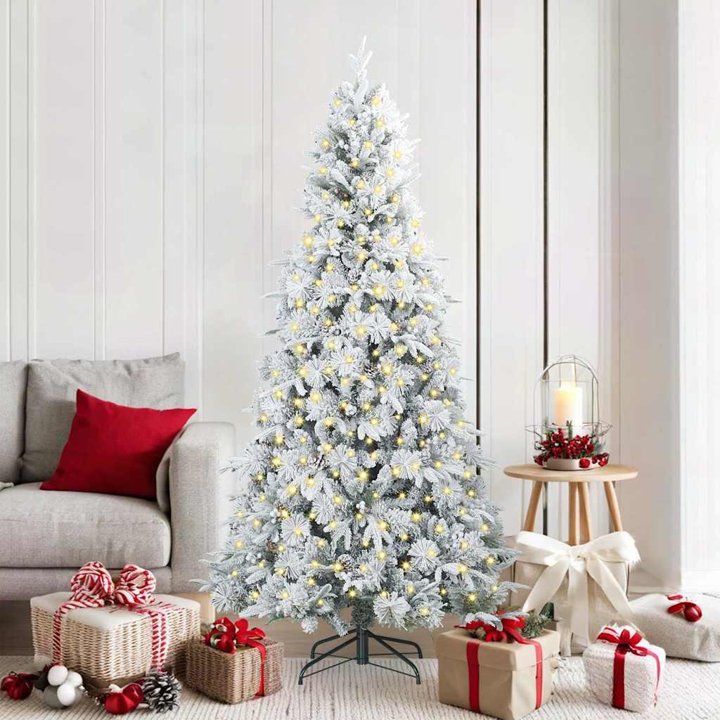 Kunstigt Hinged Juletræ med 300 LED'er Grøn 180 cm PE og PVC