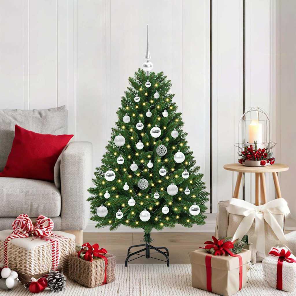 Kunstigt juletræ 120 cm med 150 LED - grøn, PVC og metal