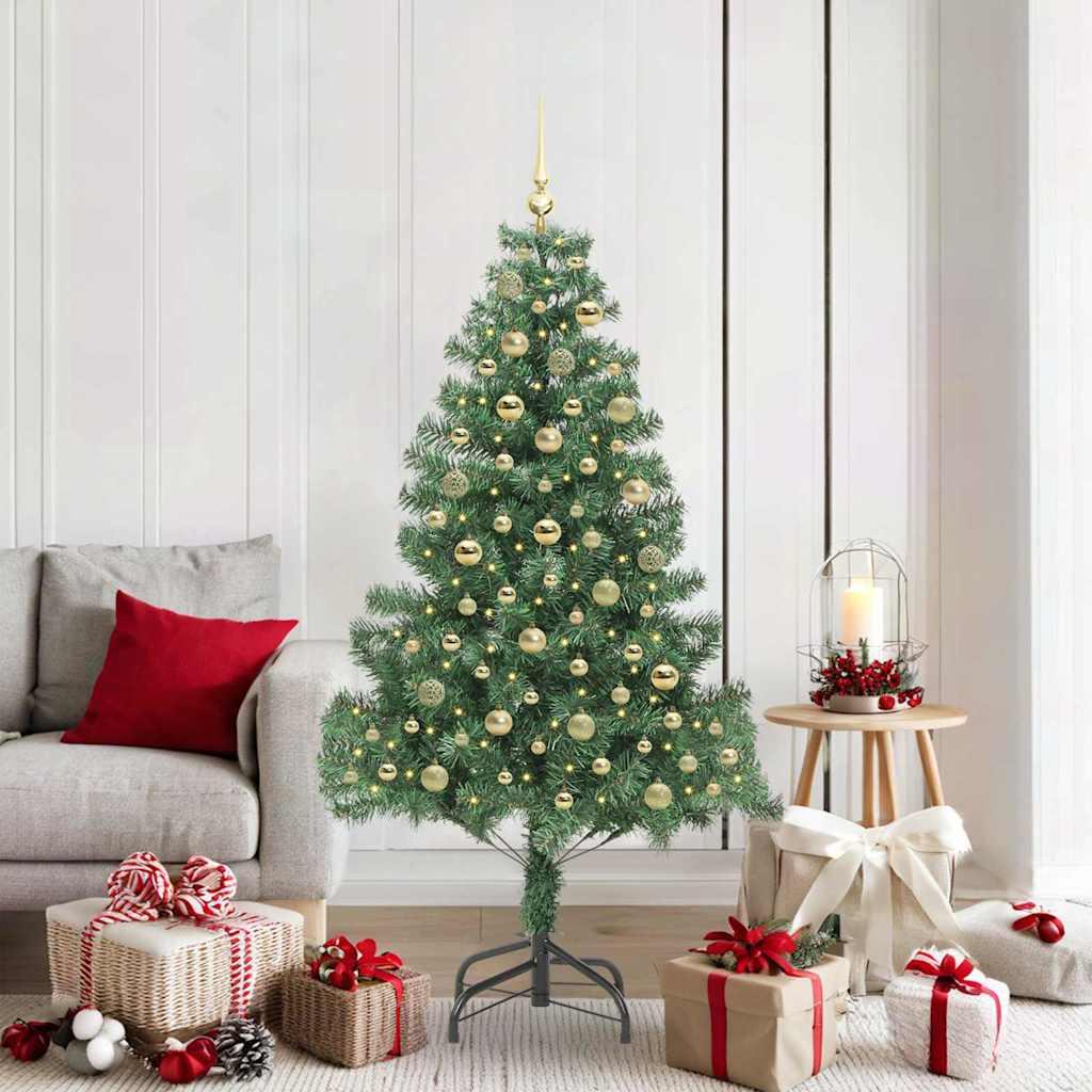 Juletræ med 300 LED'er med stativ Grøn 180 cm PVC