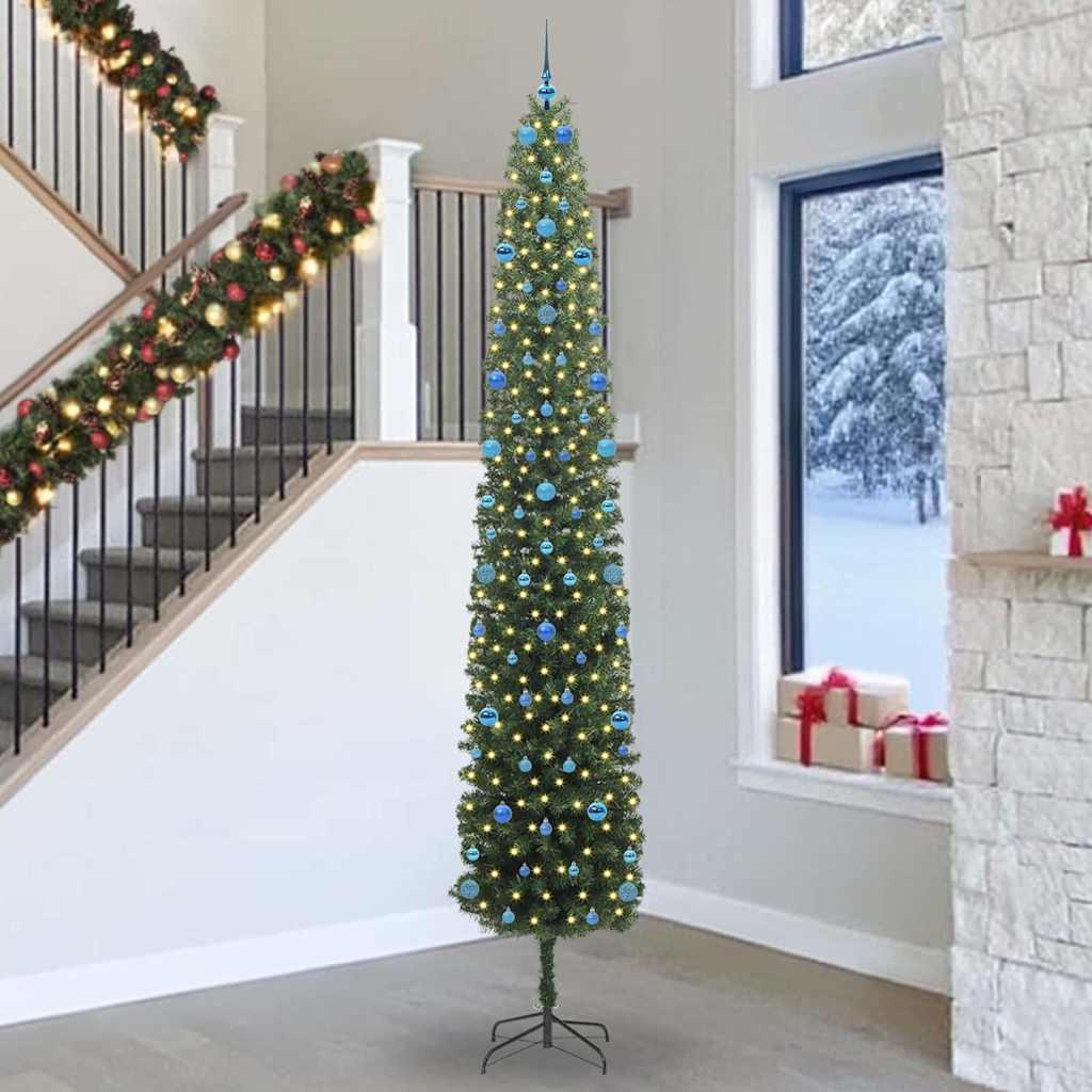 Kunstigt juletræ med stativ - grøn 300 cm, LED og USB