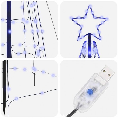 LED Juletræ med jordsøjler med 800 LED'er Blå 400 cm Jern