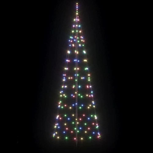 LED Juletræ med jordsøjler med jordspyd Flerfarvet 250 cm Jern