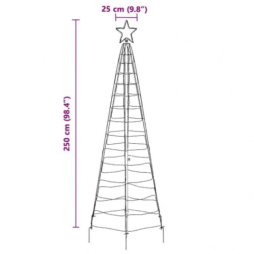 LED Juletræ med jordsøjler med jordspyd Flerfarvet 250 cm Jern