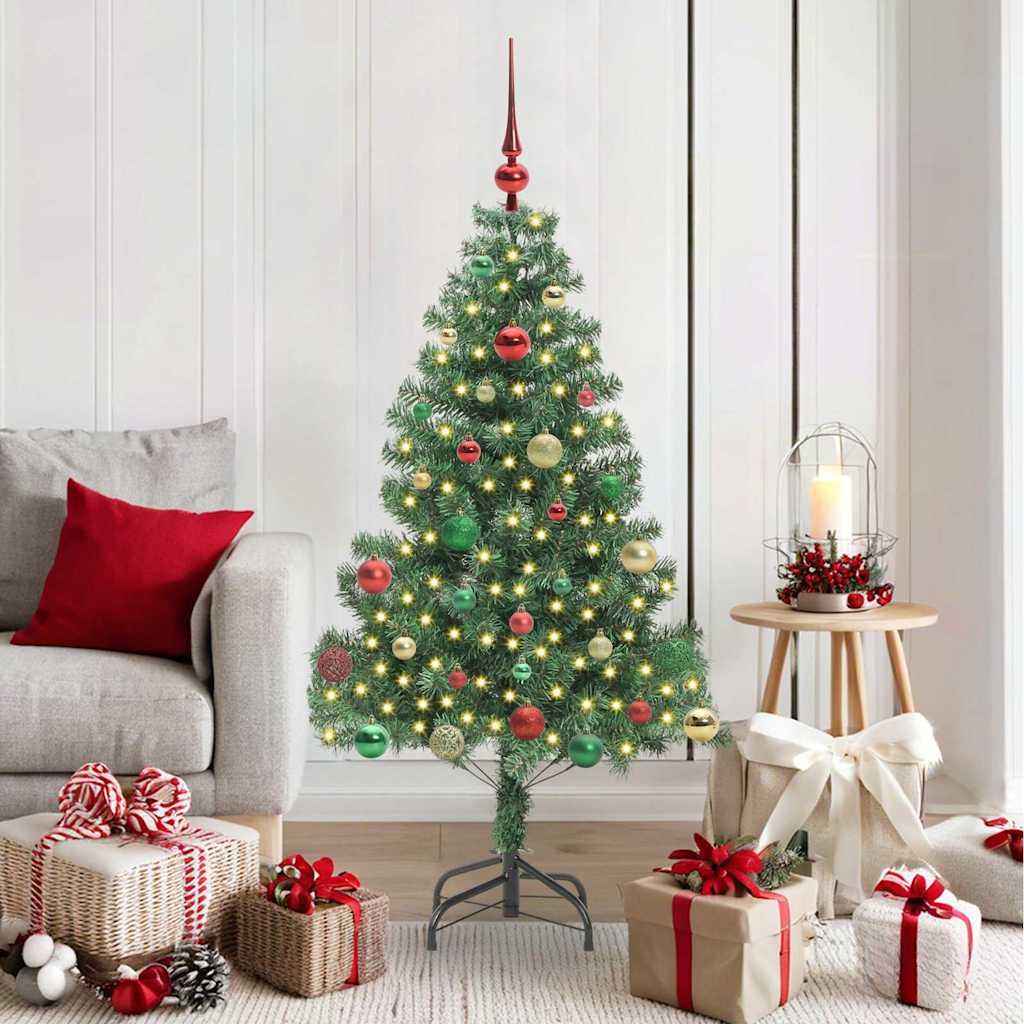 Juletræ med 150 LED - grøn PVC 150 cm med stativ