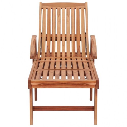 Liggestol med beige hynde massivt teaktræ