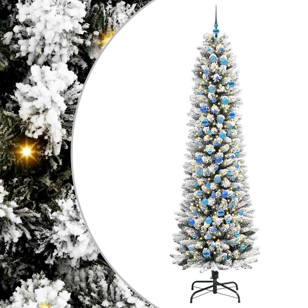 Kunstigt juletræ Grøn og hvid 240 cm PVC og metal og plast