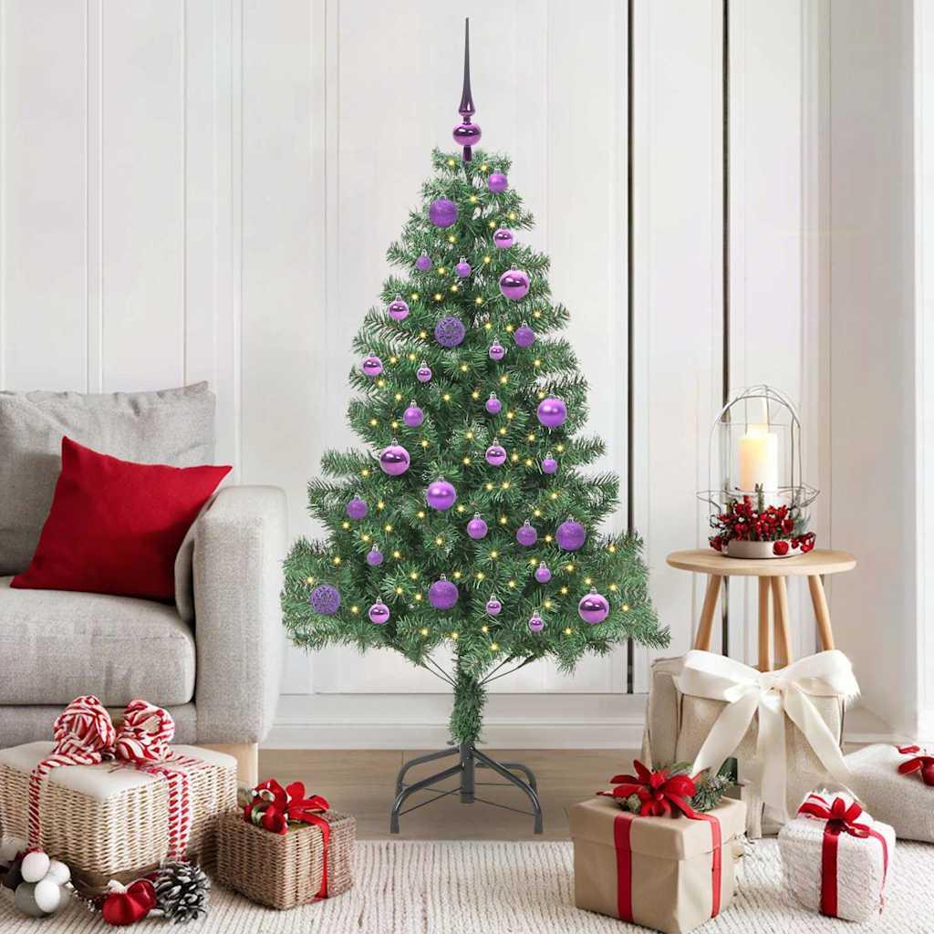 Juletræ med 150 LED - grønt PVC, 150 cm, med stativ