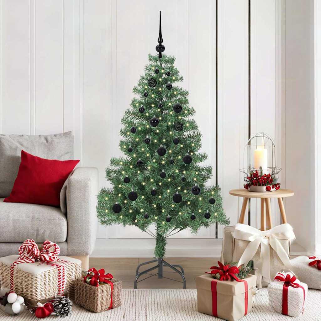 Juletræ 150 cm med 150 LED - grøn PVC med stativ