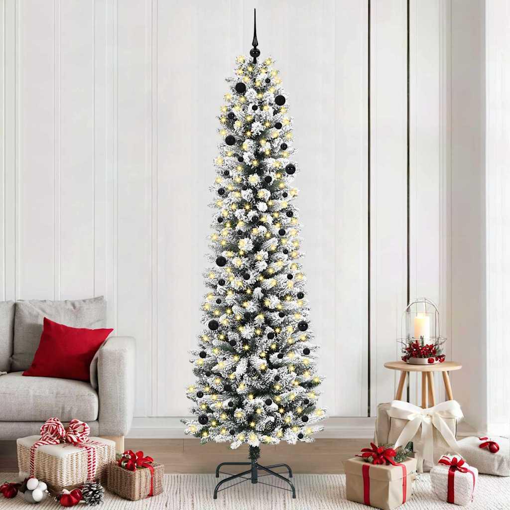 Kunstigt juletræ Grøn og hvid 240 cm PVC og metal og plast