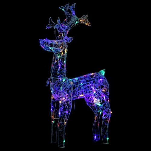 Juledekoration rensdyr med 90 LED - flerfarvet, 60×16×100 cm akryl