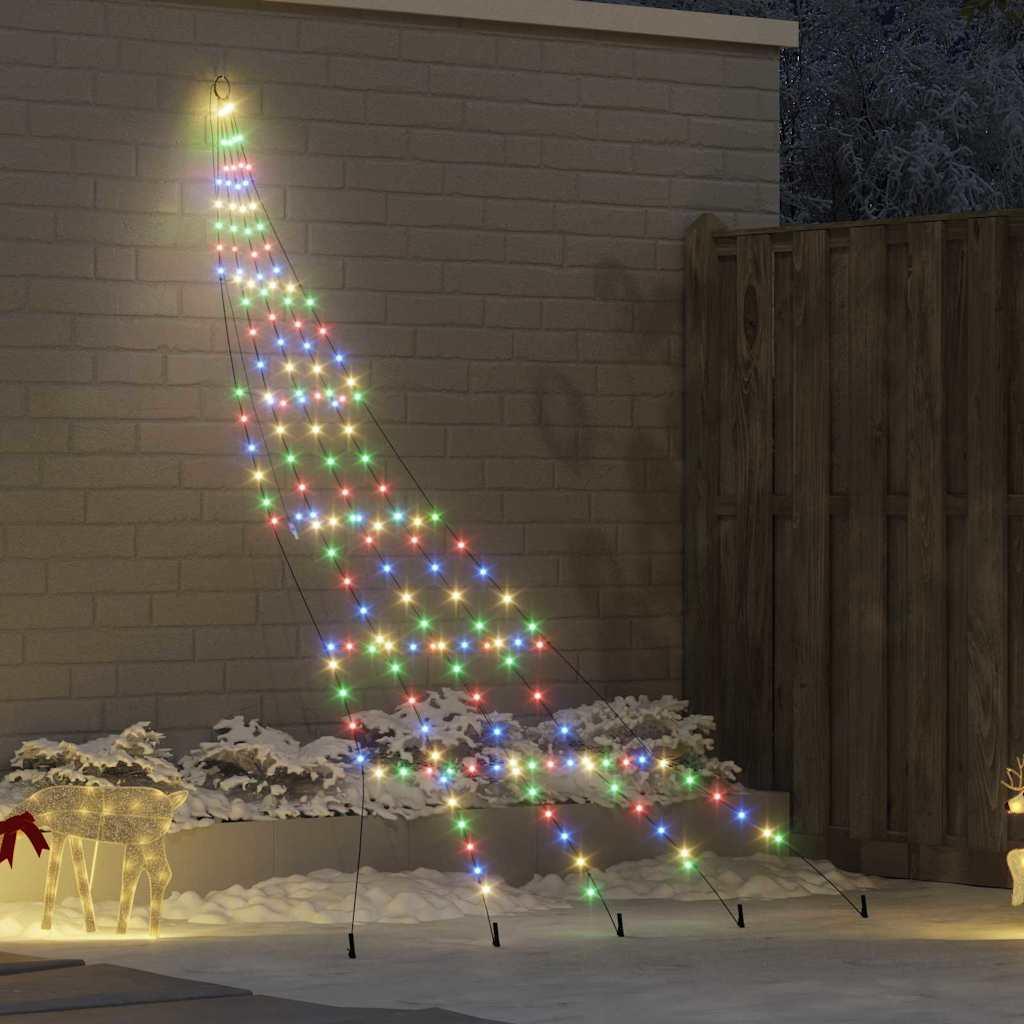 LED Juletræ med jordsøjler med jordspyd Flerfarvet 300 cm Metal