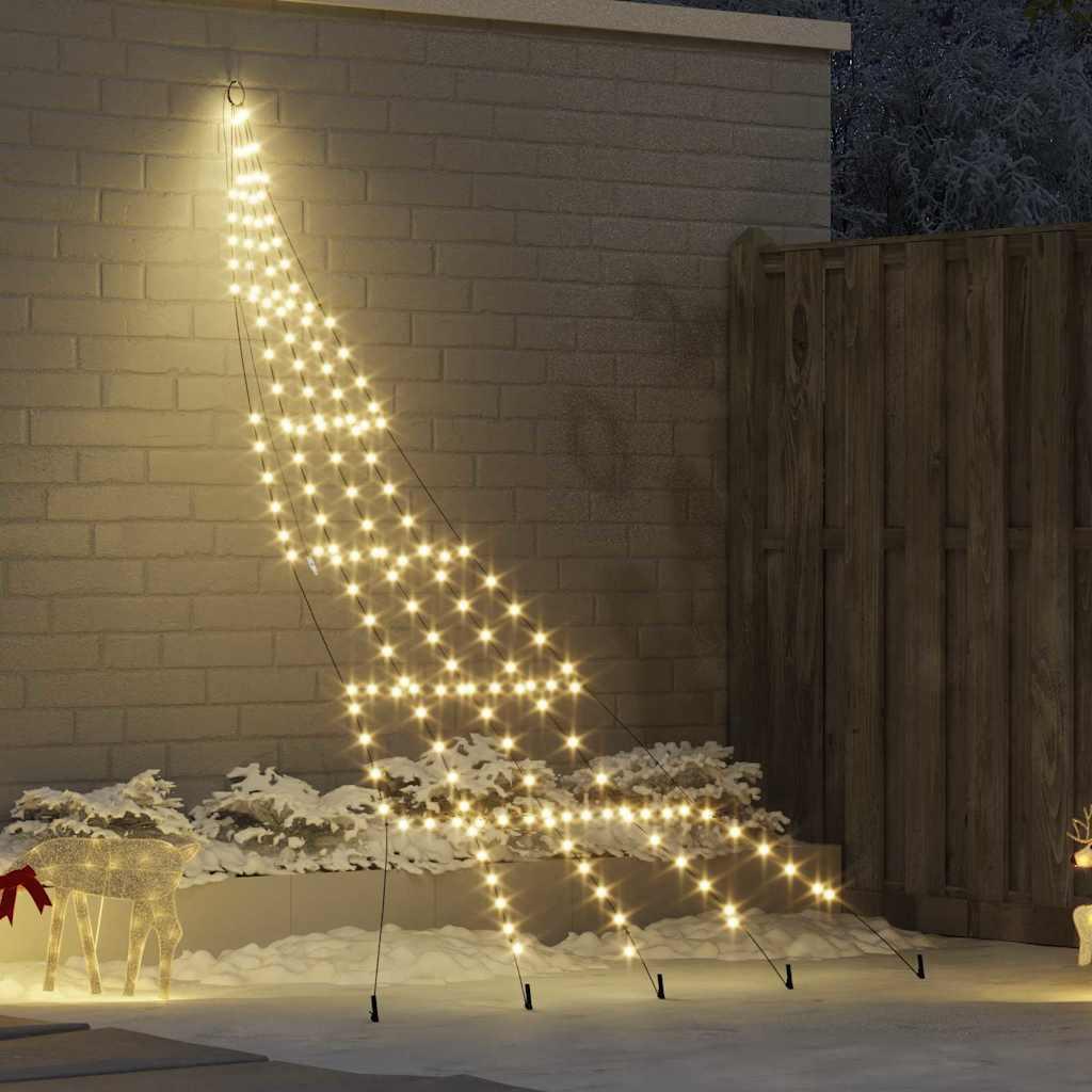 LED Juletræ med jordsøjler med jordspyd Varm hvid 300 cm Metal