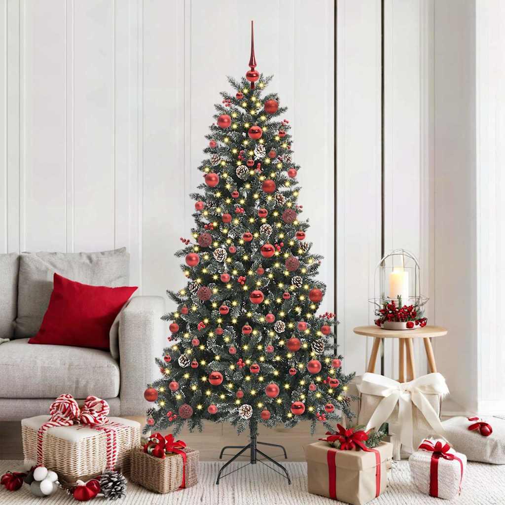 Kunstigt juletræ med LED-lys på stativ - grøn 180 cm (PVC/plast/stål)