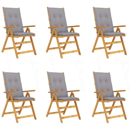 Foldbare havestole 6 stk. med hynder massivt akacietræ