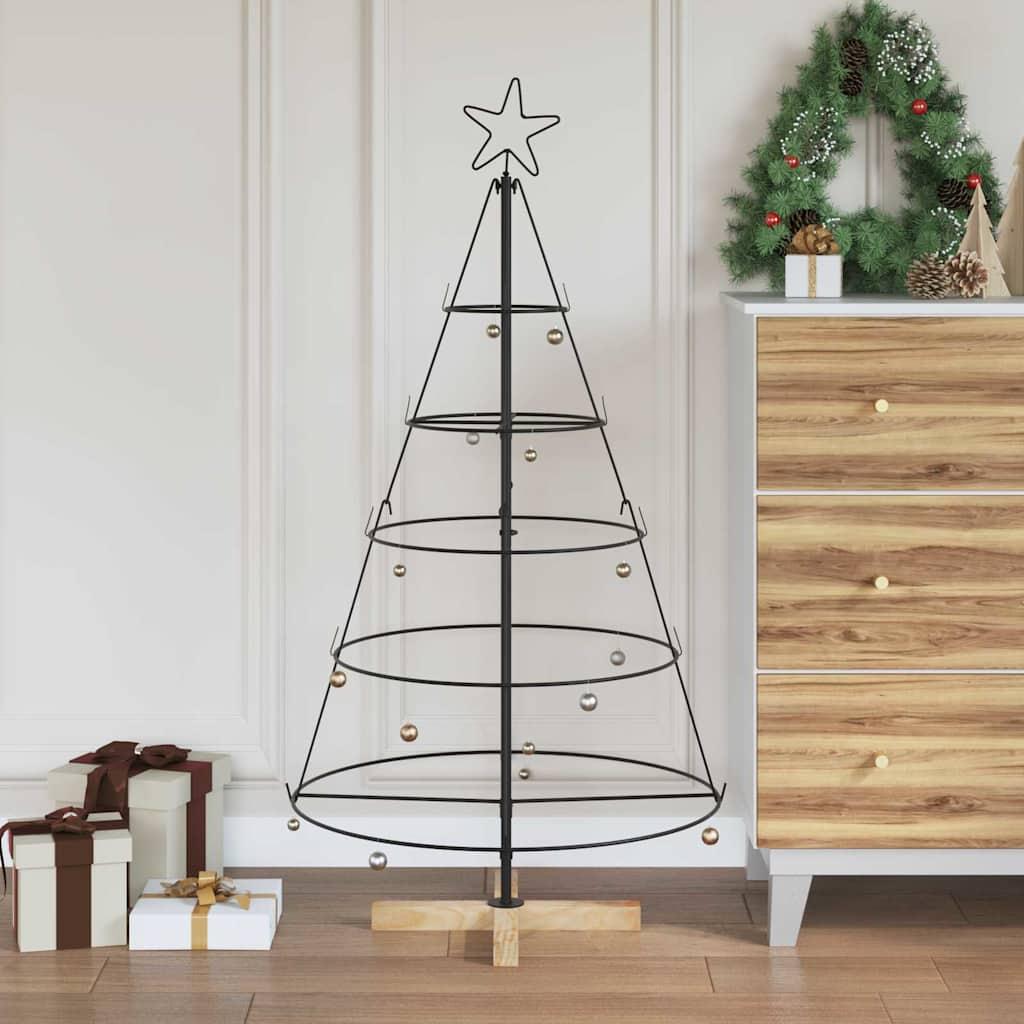 Juletræ med Kegle med stativ Sort 125 cm Stål