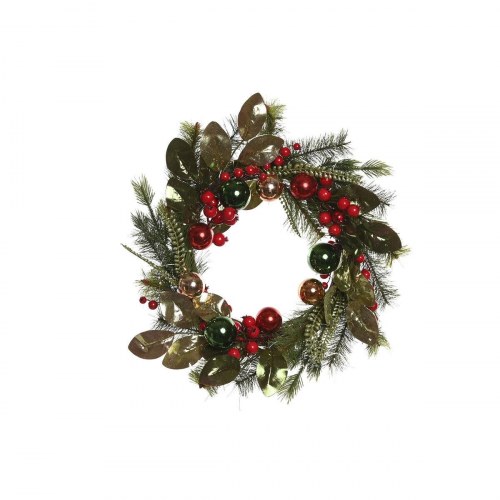 Julekrans med LED - rød/grøn, 50 cm