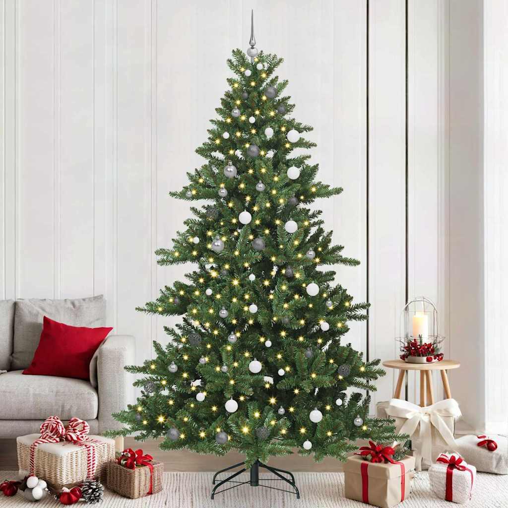 Kunstigt Hinged Juletræ med 300 LED'er med stativ 240 cm PVC