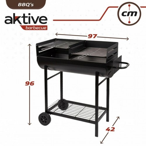 Kulgrill med hjul Aktive - sort, 97 × 96 × 42 cm