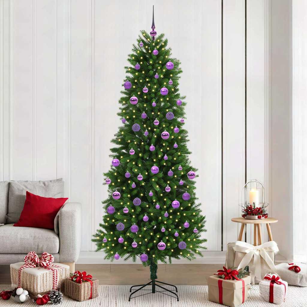 Juletræ med 300 LED - grøn PE, 240 cm med stativ