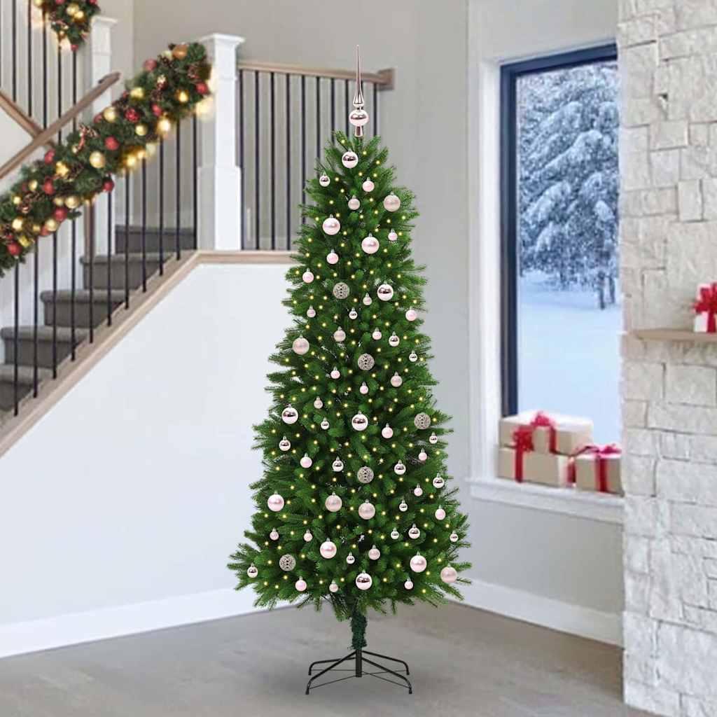 Kunstigt juletræ 240 cm med 300 LED - grønt PE inkl. stativ
