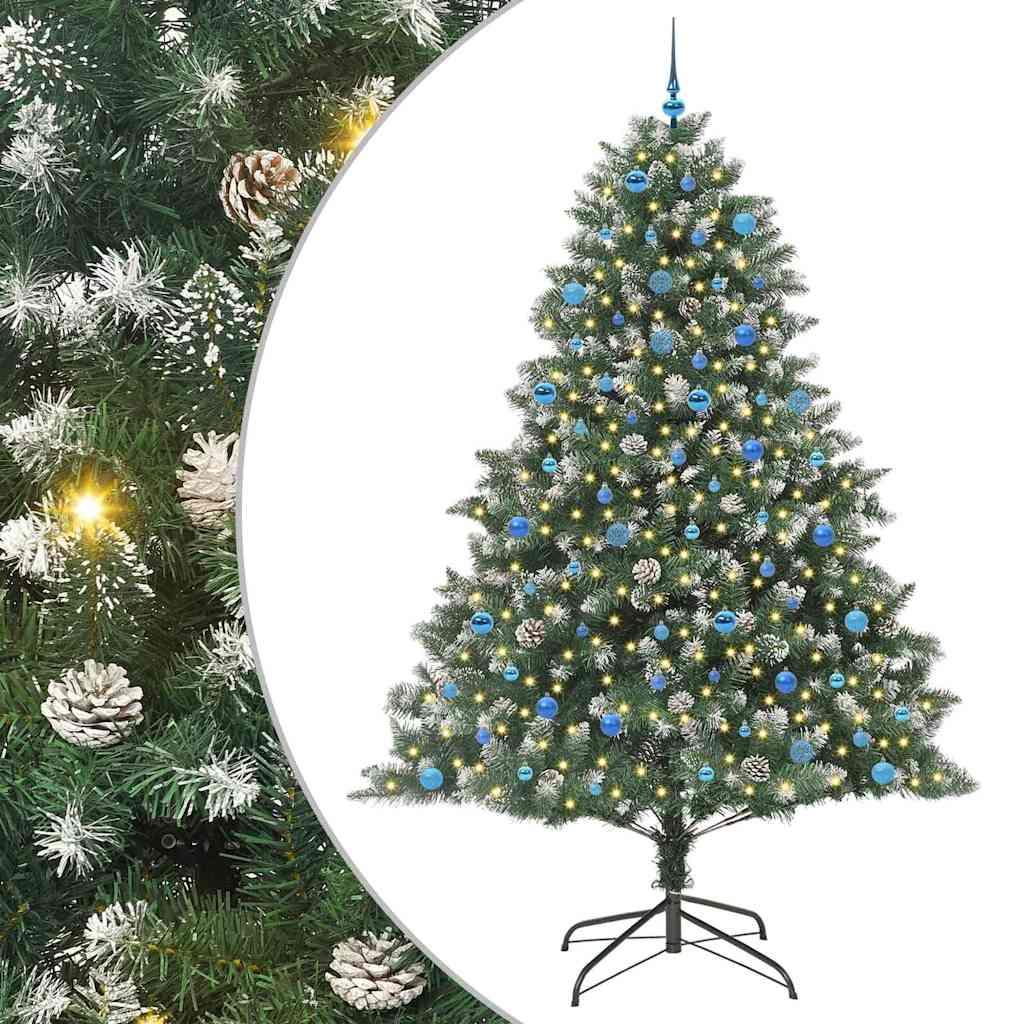 Kunstigt juletræ med LED-lys og stativ - grøn 240 cm