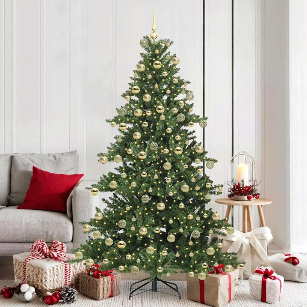 Kunstigt Hinged Juletræ med 300 LED'er med stativ 180 cm PVC