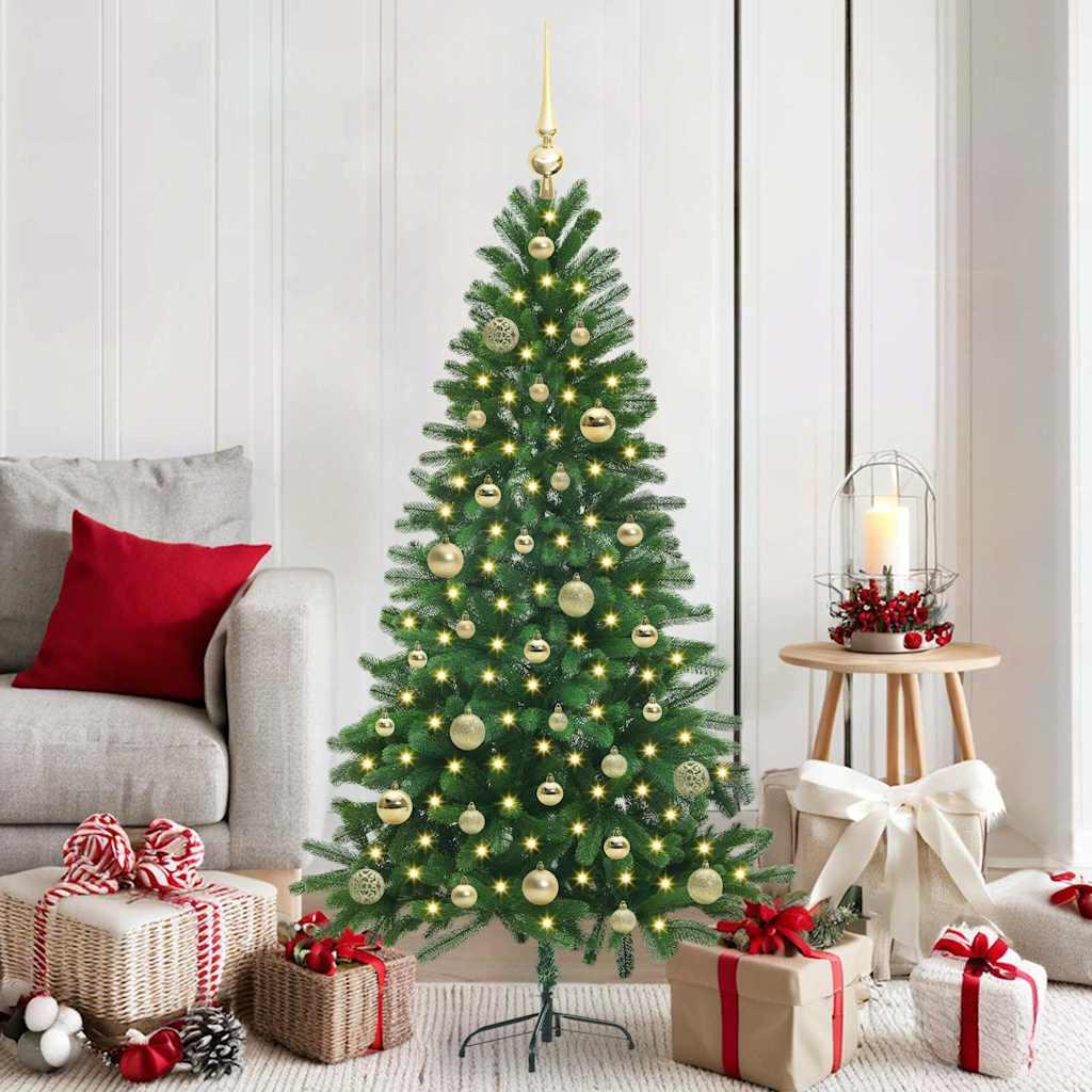 Kunstigt juletræ 150 cm med 150 LED - grøn, PE, inkl. stativ